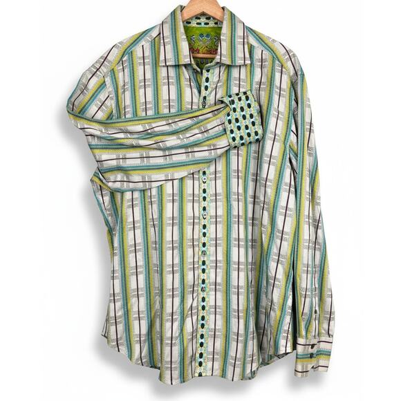 Robert Graham Mens XL Designer Wearable Art Maximalist Button Flip Cuff Shirt - Picture 1 of 13